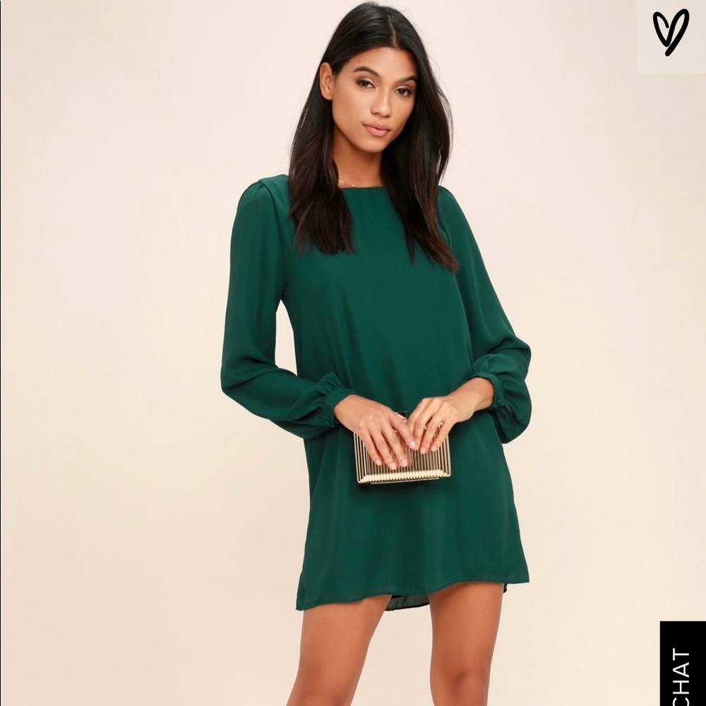 STATUS UPDATE FOREST GREEN SHIFT DRESS